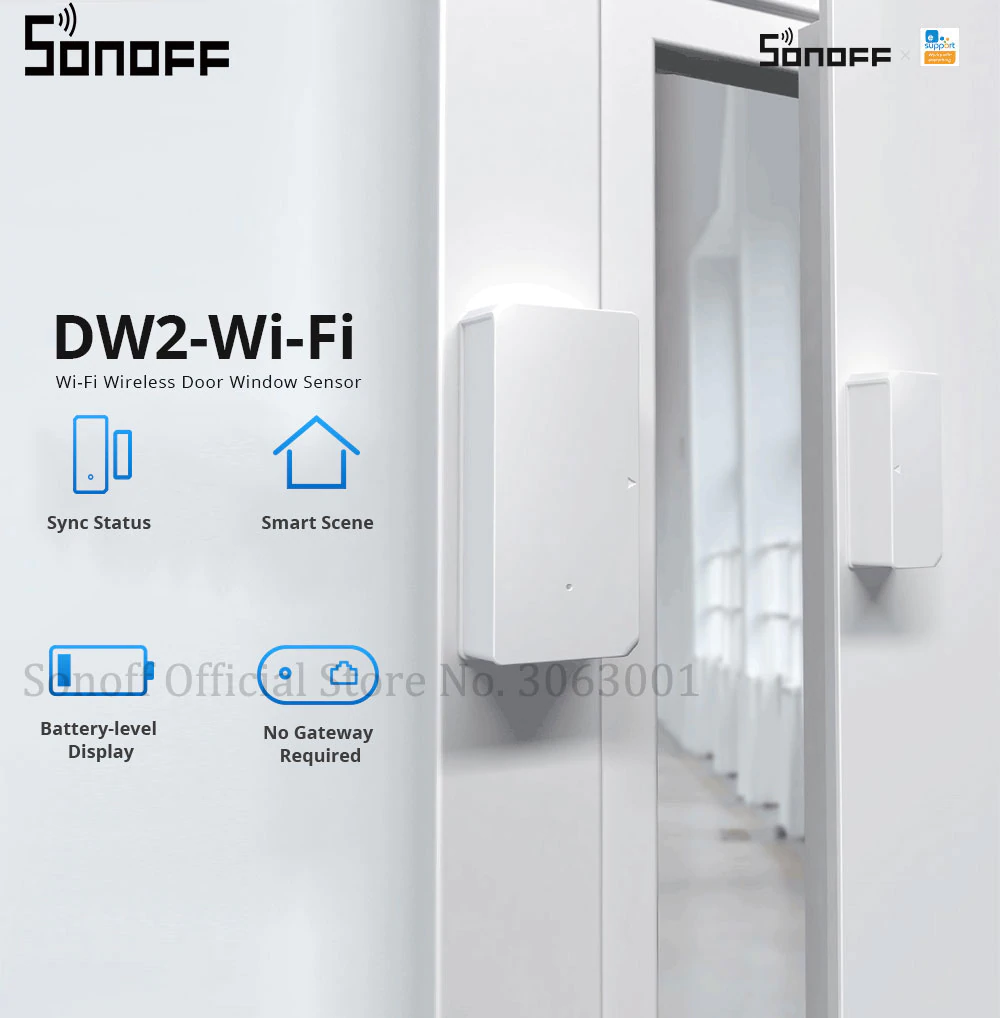 SONOFF DW2 - Wi-Fi Wireless Door/Window Sensor Anti Theft Mobile Notification work with Alexa, Google home