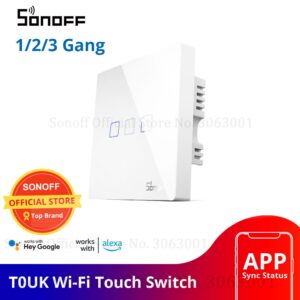SONOFF T0UK TX Smart Wifi White wall touch switch with Smart Home edge 3 Gang works with Alexa IFTTT,Google