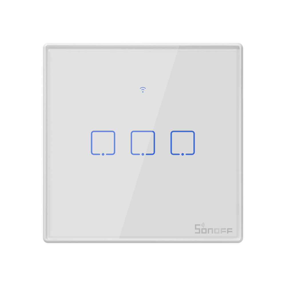 SONOFF T2UK3C TX Smart Wifi White wall touch RF switch with Smart Home edge 3 Gang works with Alexa IFTTT,Google