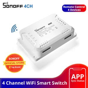 SONOFF 4CH R3 -230V  10A 2200W 4 Gang WiFi DIY Smart Switch Inching/Self-Locking/Interlock 3 Working Mode APP Remote Control Switch Works with Alexa and Google Home