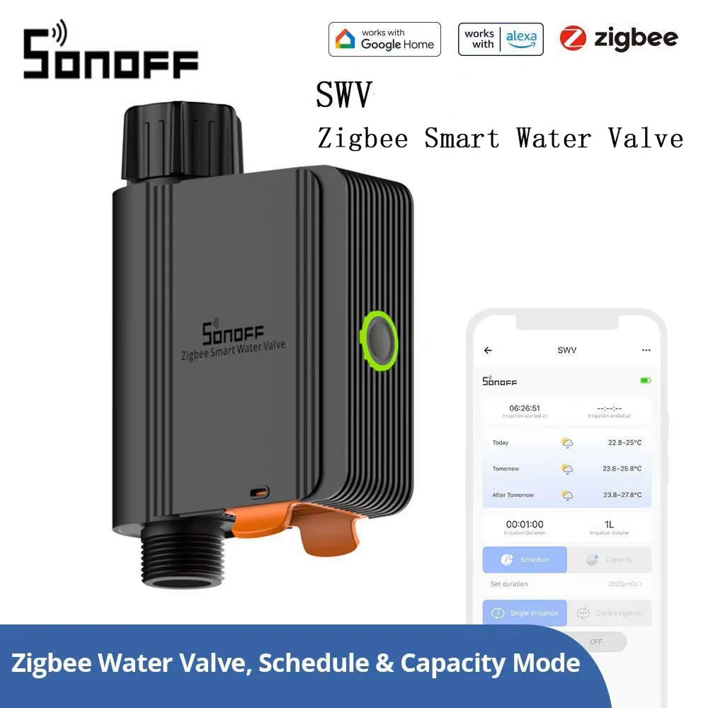 SONOFF SWV Zigbee Garden Watering Timer Smart Drip Irrigation System Built-in Water Flow Recorder Controller